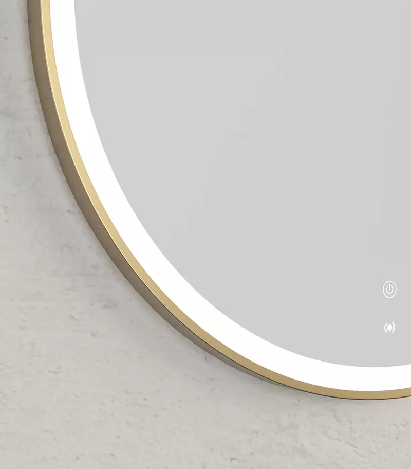 Bondi 800mm x 800mm Gold Metal Framed Round LED Mirror Bottom View