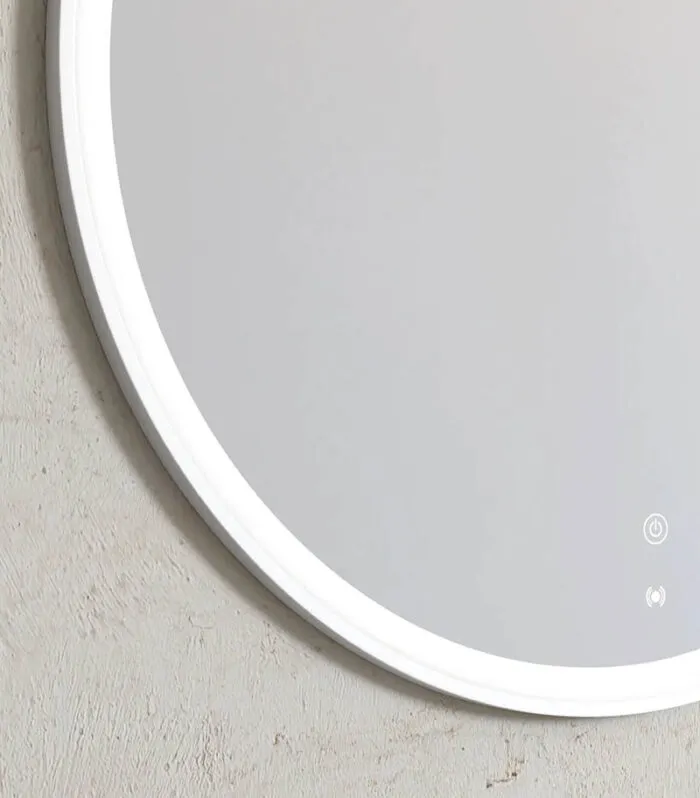 Bondi 800mm x 800mm White Metal Framed Round LED Mirror Bottom View