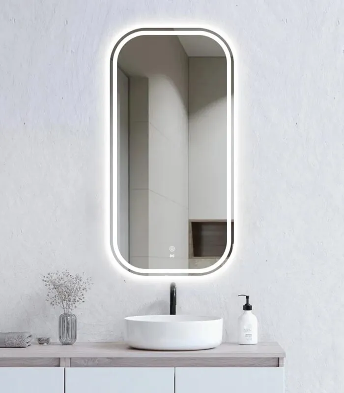 Newport 450mm x 900mm Frameless Square LED Mirror