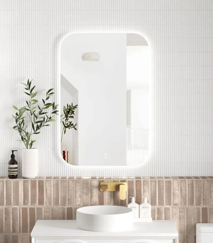 Newport 600mm x 900mm Frameless Square LED Mirror Vertical View