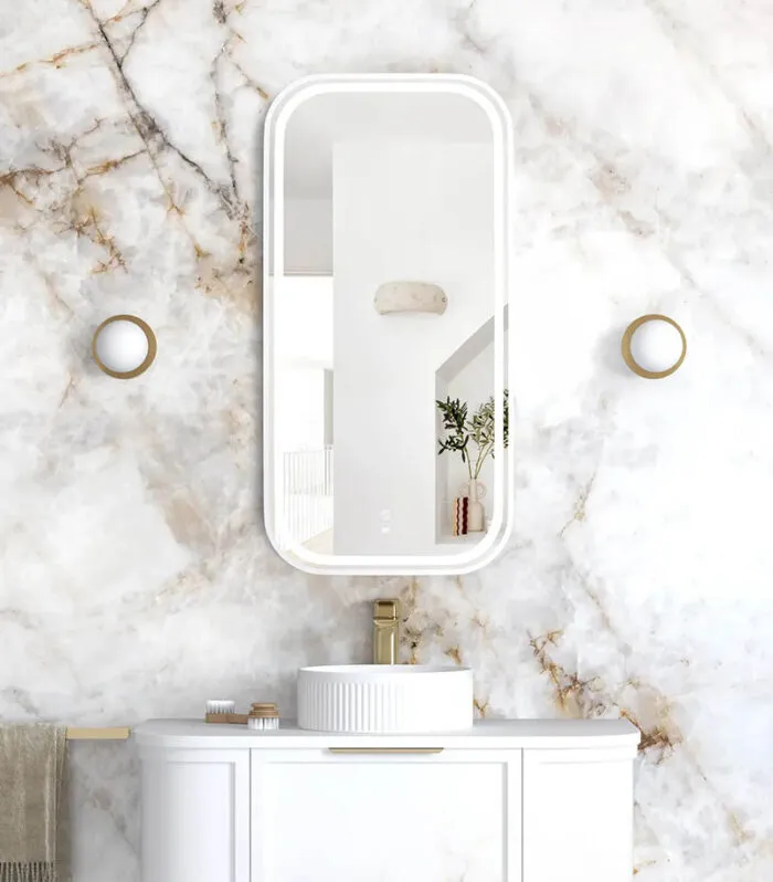 Newport 450mm x 900mm White Metal Soft Framed Square LED Mirror