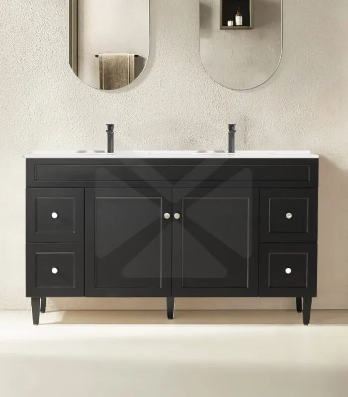 Harrington 1500mm Double Bowl Freestanding Vanity - Matt White Ceramic Top