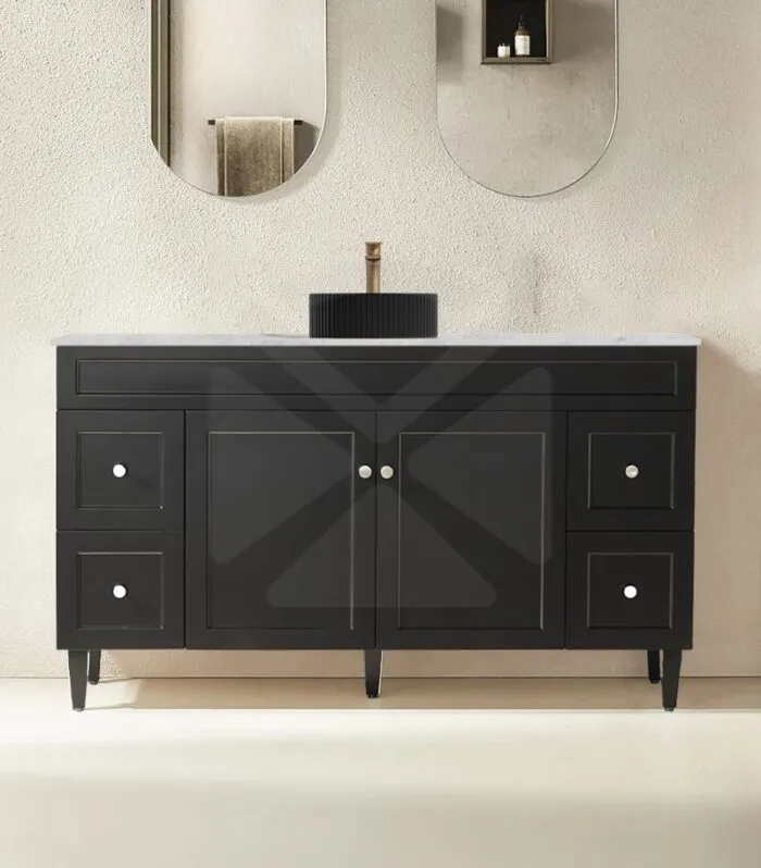 Harrington 1500mm Single Bowl Freestanding Vanity - Matt Black Stone Top