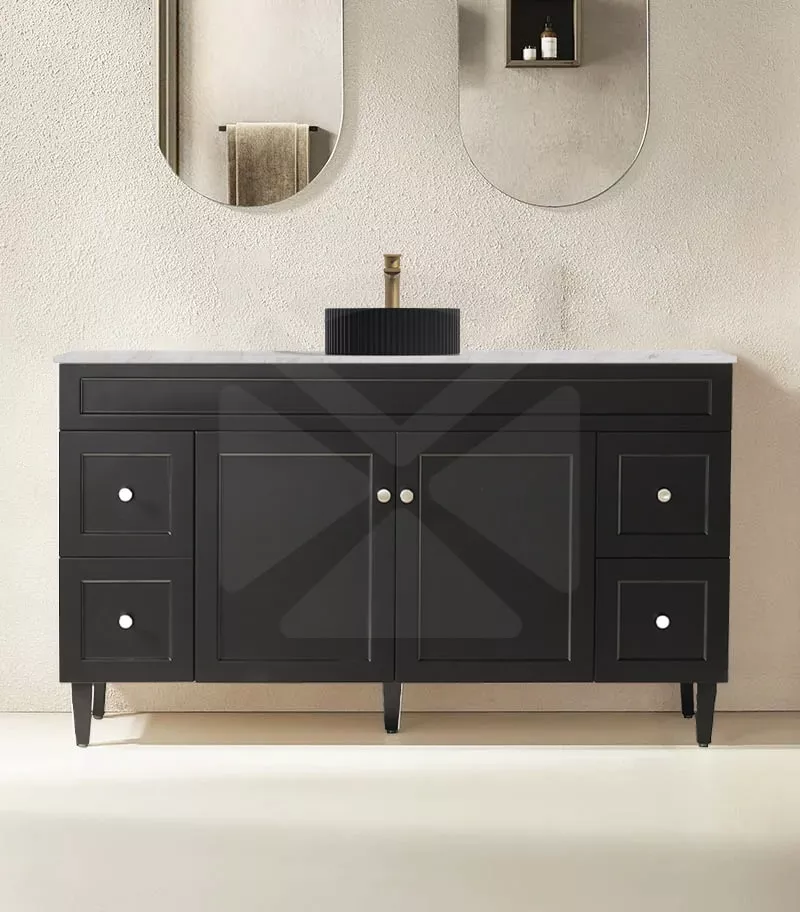 Harrington 1500mm Single Bowl Freestanding Vanity - Matt Black Stone Top