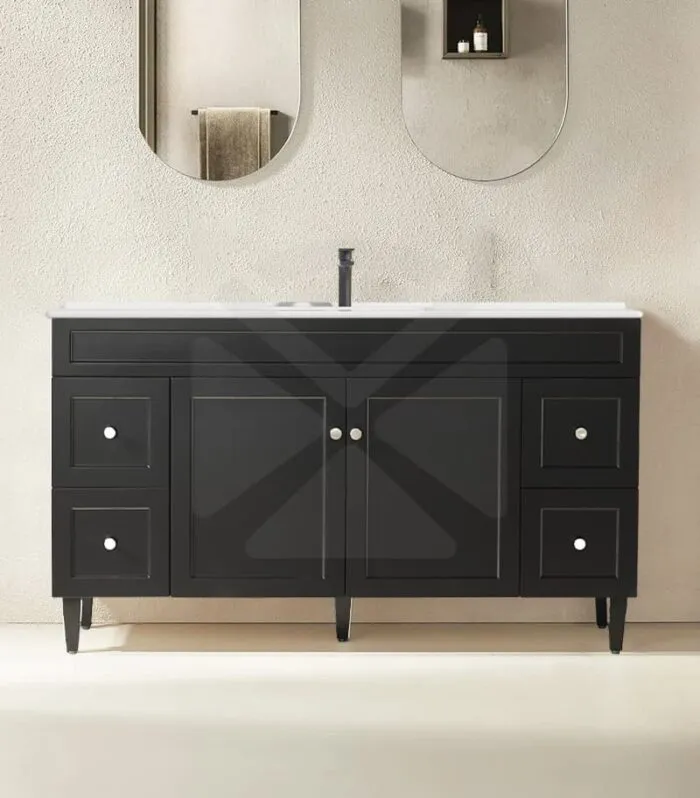 Harrington 1500mm Single Bowl Freestanding Vanity - Matt Black Ceramic Top
