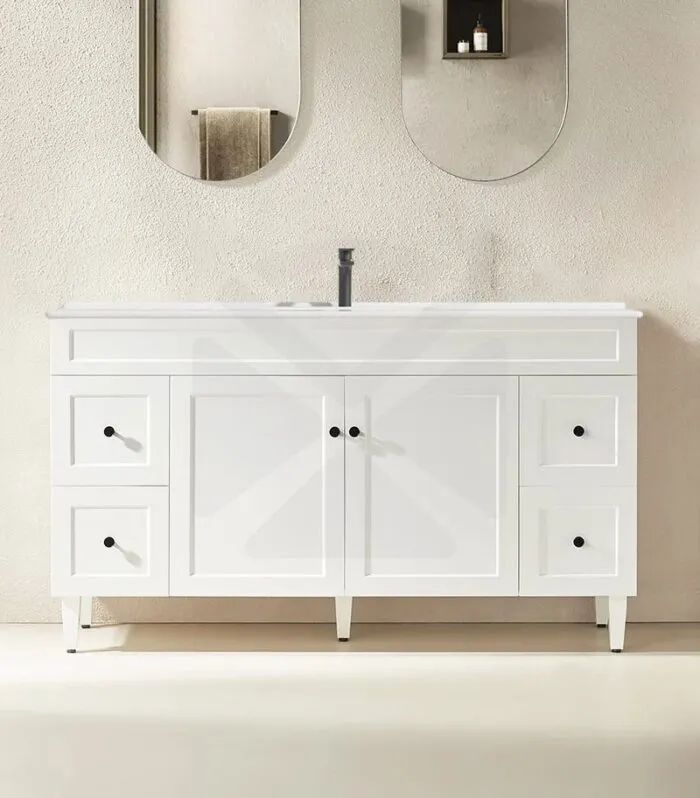 Harrington 1500mm Single Bowl Freestanding Vanity - Matt White Ceramic Top