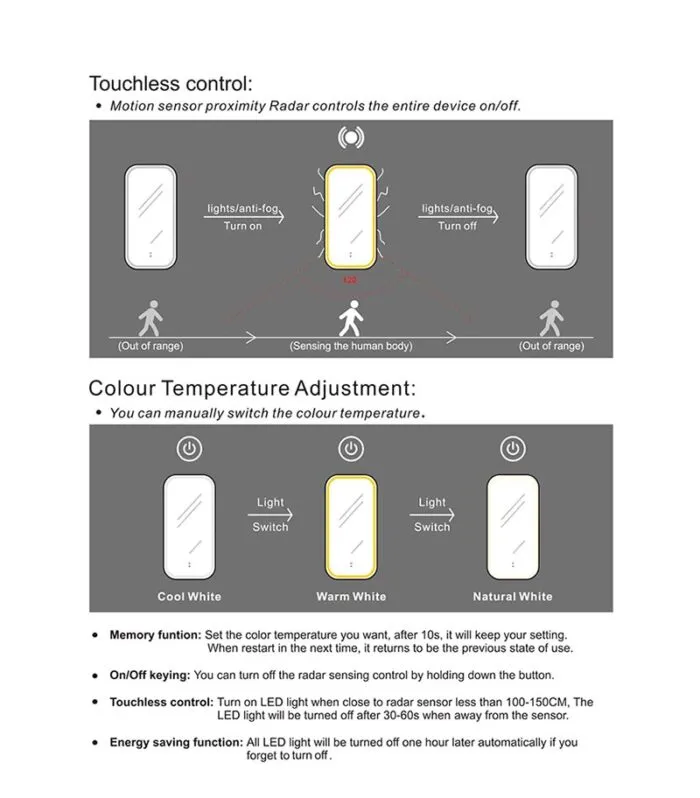 Otti Led Mirror Sensor Usage