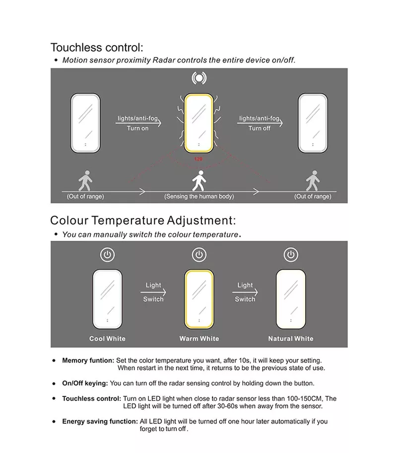 Otti Led Mirror Sensor Usage