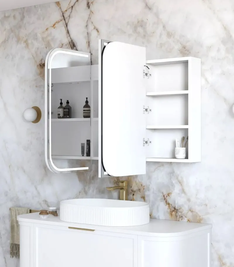 Newport LED 1200x750mm Shaving Cabinet - Matte White Interior Side