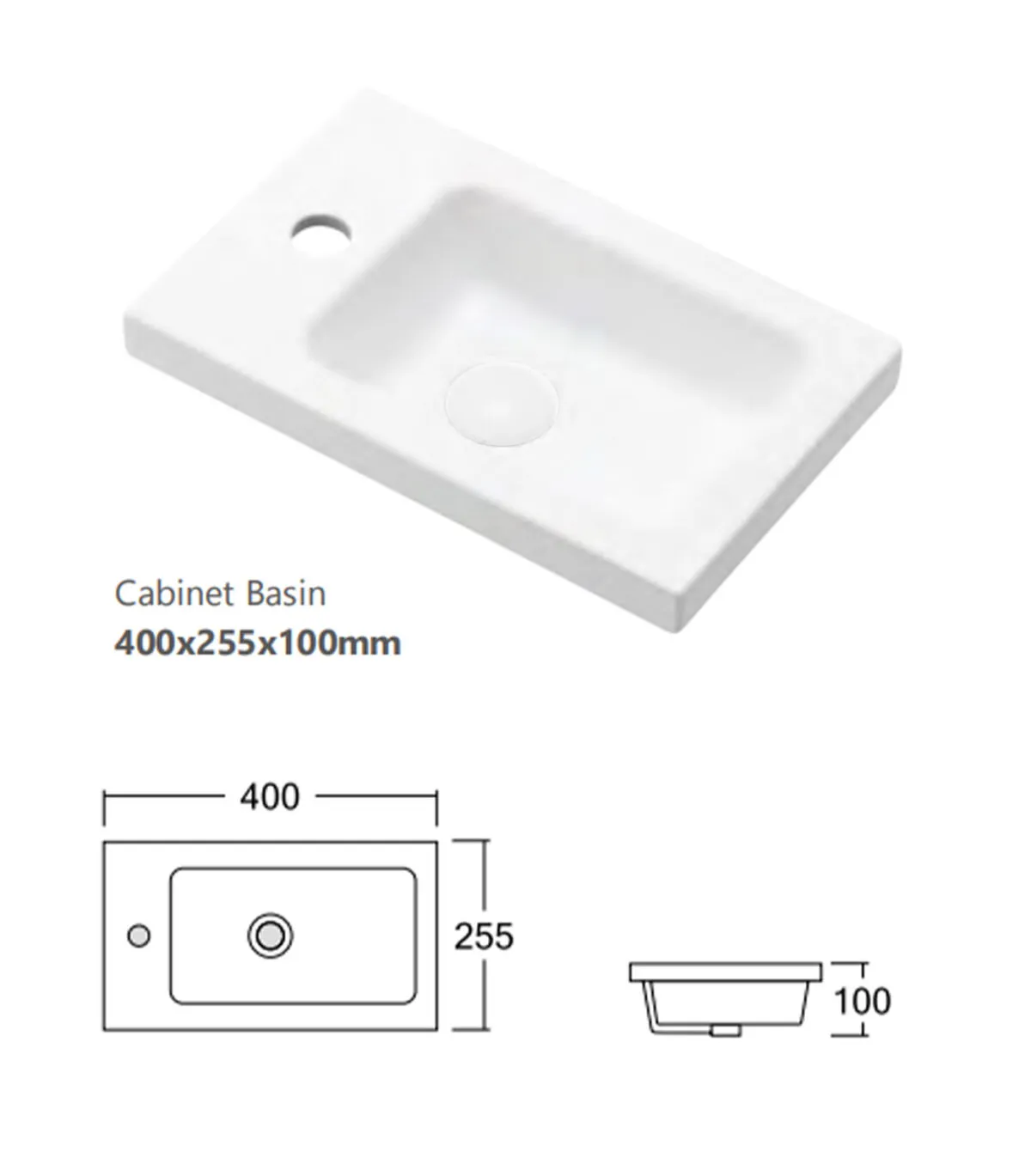 Space Saver 400mm Ensuite Wall Hung Vanity Ceramic Top