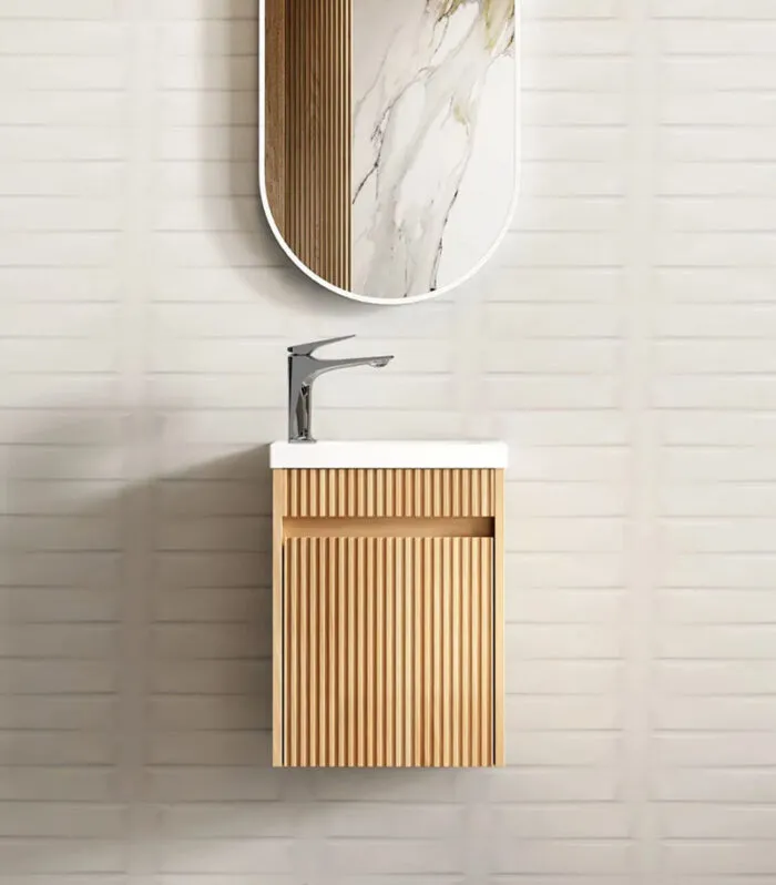 Space Saver 400mm Ensuite Wall Hung Vanity - Woodland Oak