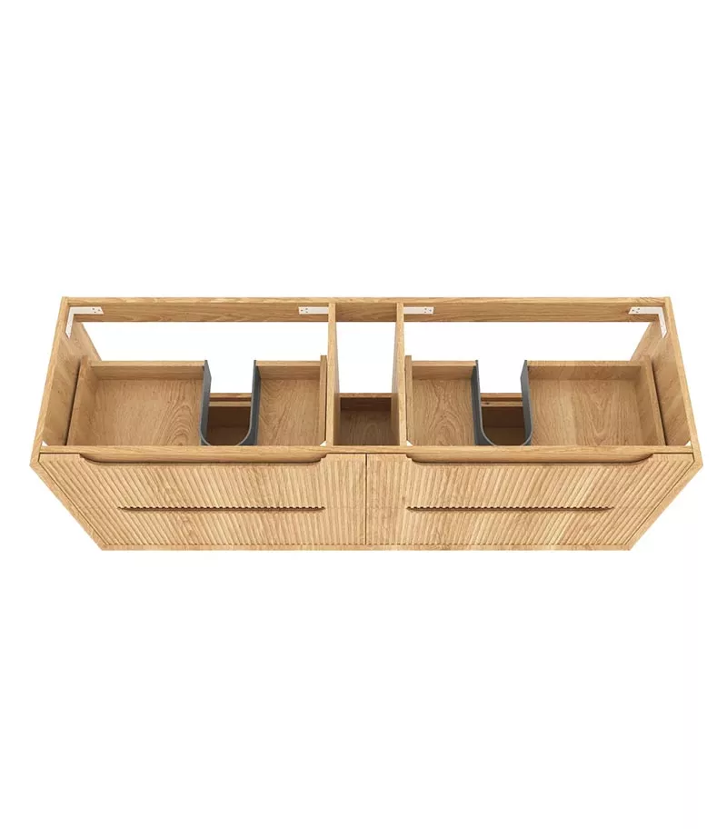 Byron Fluted 1500mm Wall Hung Vanity - Woodland Oak Interior