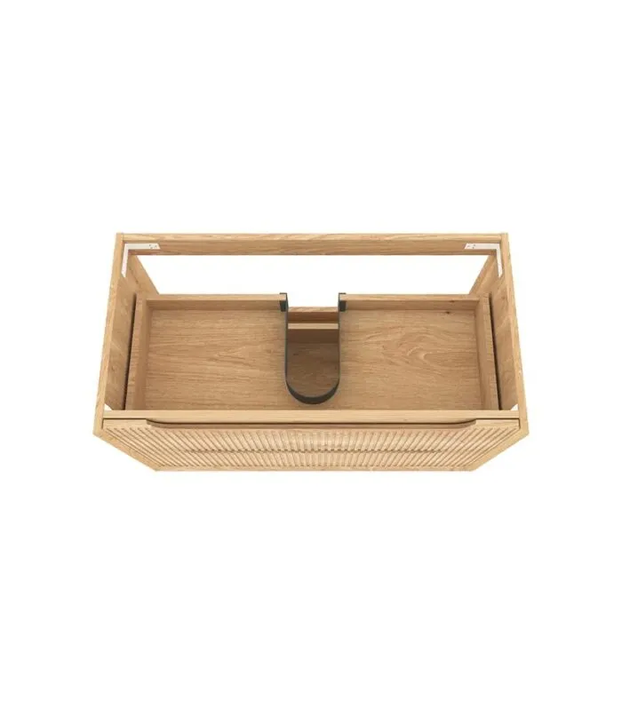 Byron Fluted Woodland Oak 900mm Wall Hung Vanity Interior
