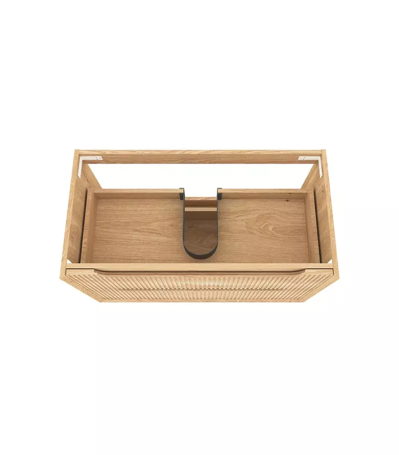 Byron Fluted Woodland Oak 900mm Wall Hung Vanity Interior