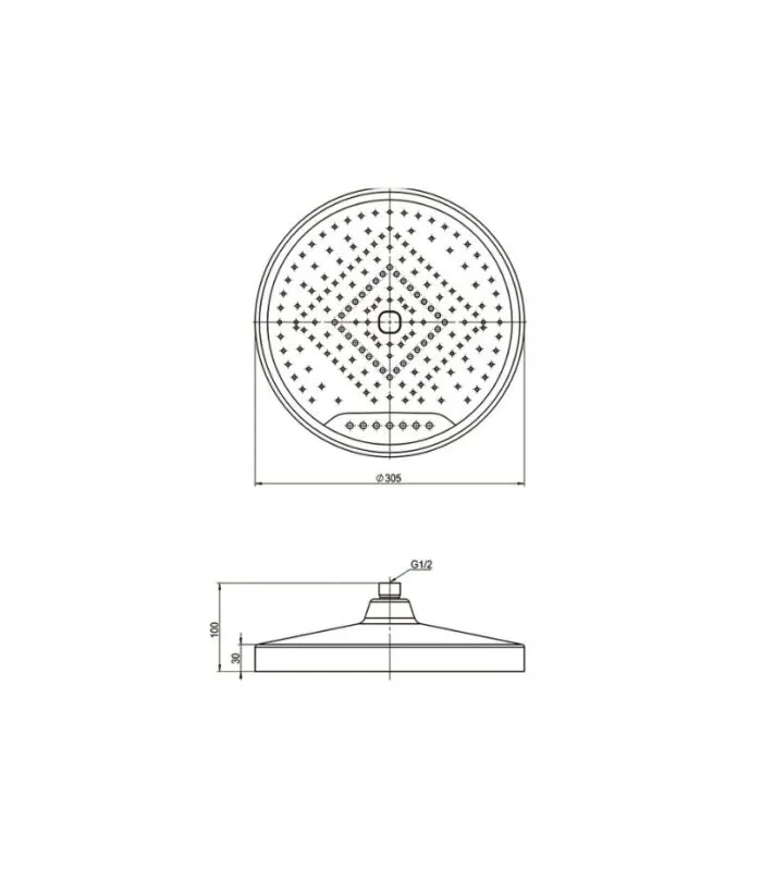 Galaxy 300mm Two-function Shower Head - Specification