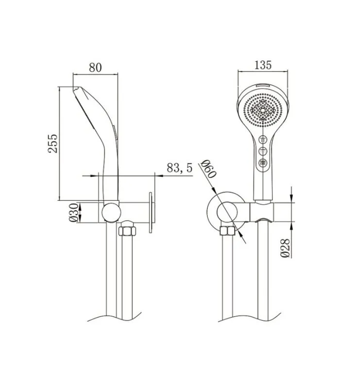 Galaxy Four-function Wall-mounted Handheld Shower - Specification