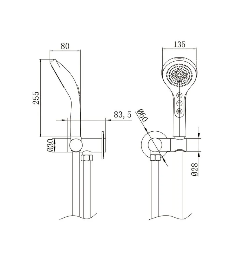 Galaxy Four-function Wall-mounted Handheld Shower - Specification