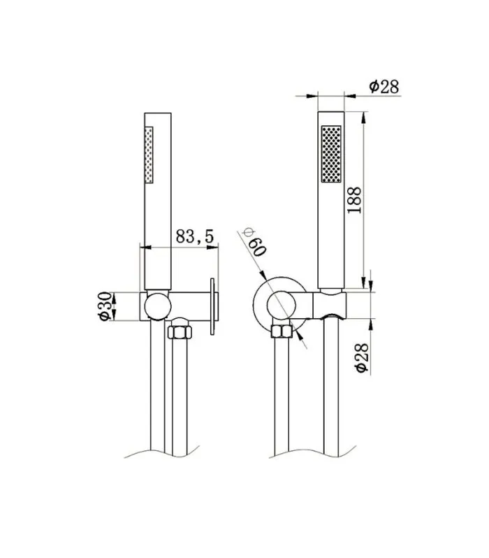 Amoza SST Wall-mounted Handheld Shower - Specification
