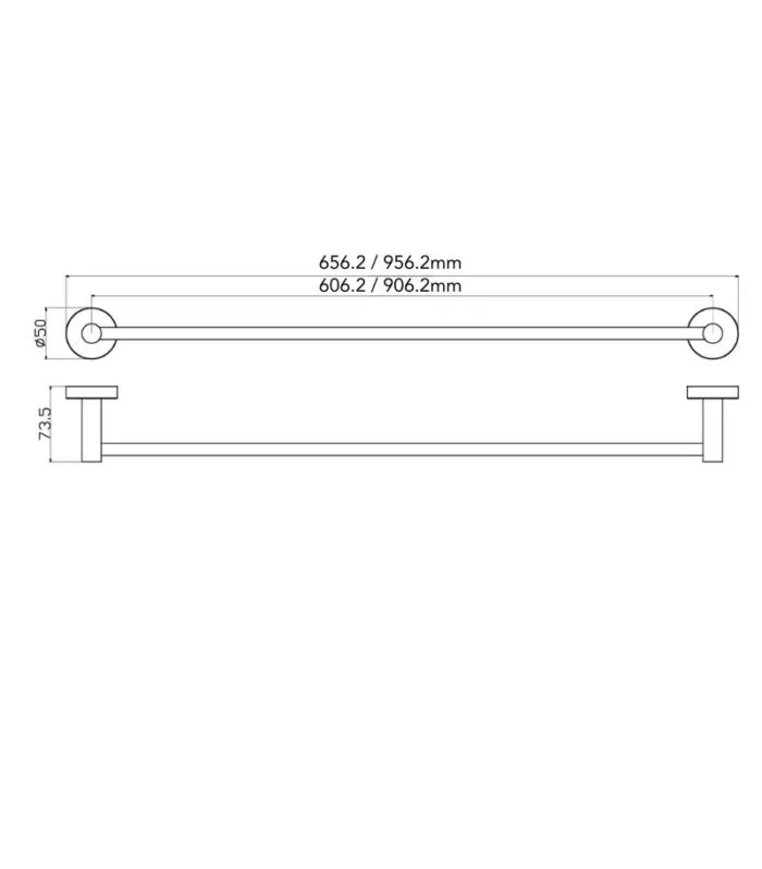Otus Slimline SS304 Single Towel Rail - Specification