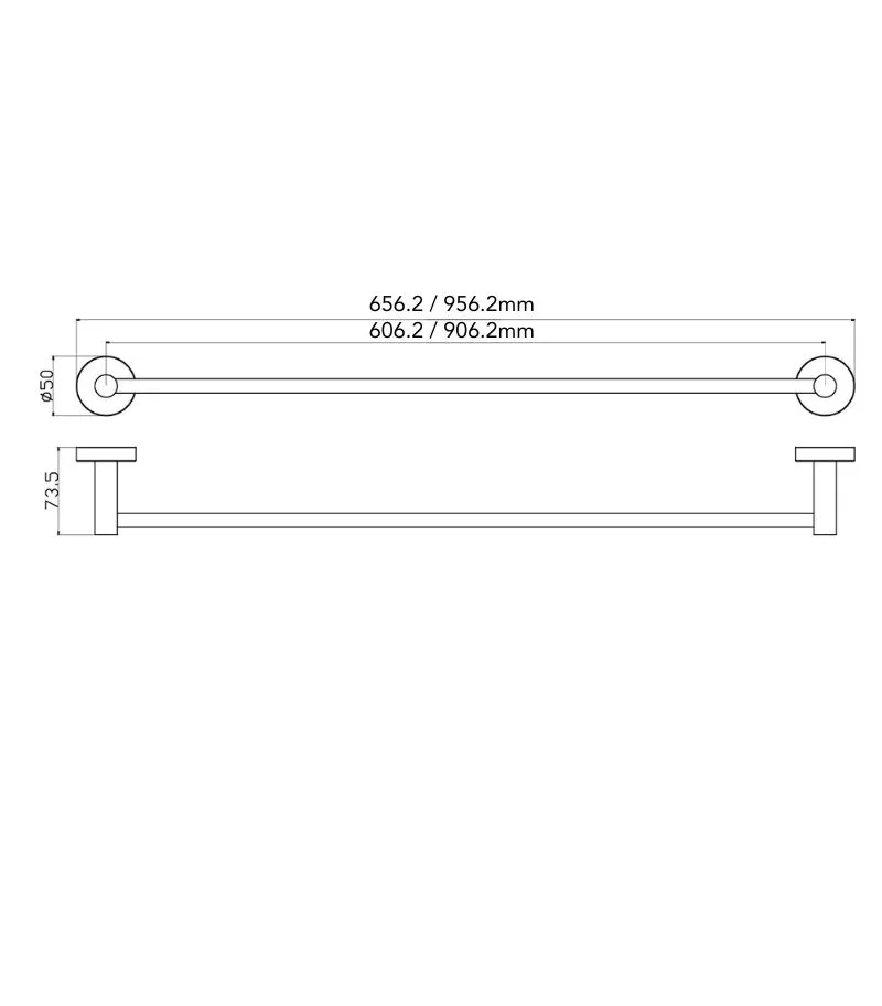 Otus Slimline SS304 Single Towel Rail - Specification