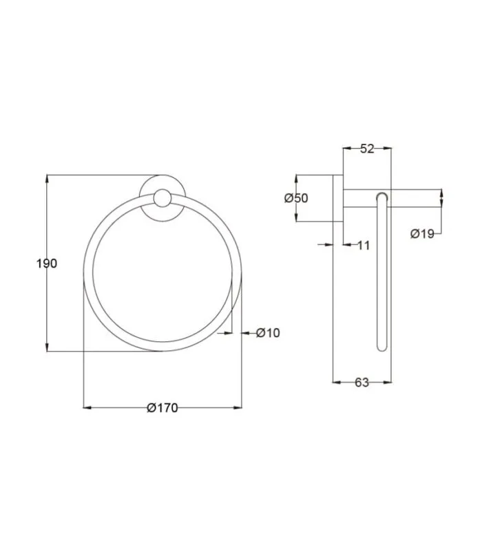 Otus Slimline SS304 Towel Ring - Specification
