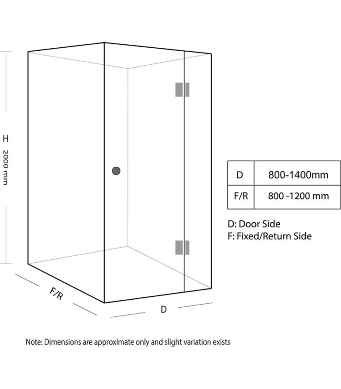 Square / L Shape Frameless Shower Screen CVP062 Specification
