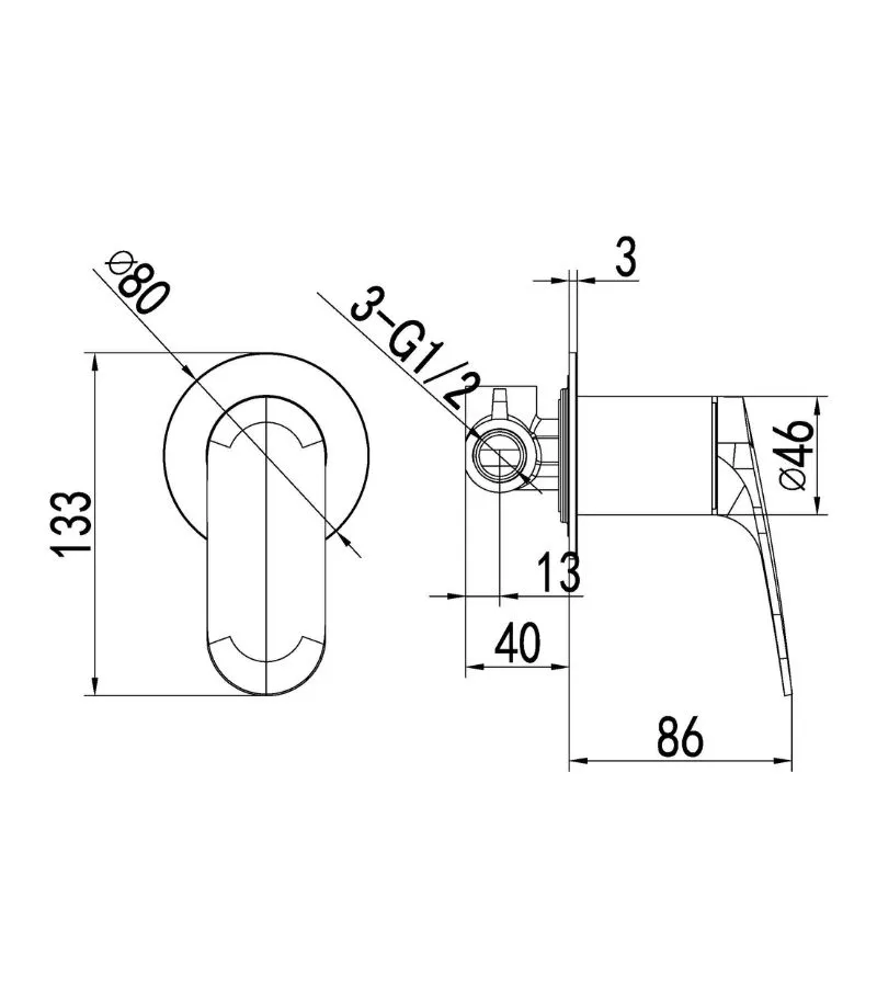 IKON Sulu II Wall Mixer Specification