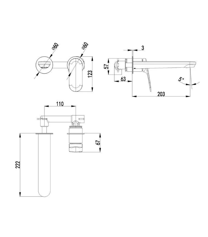 IKON Sulu II Wall-Mounted Basin/Bath Mixer on Separate Cover Plate Specification