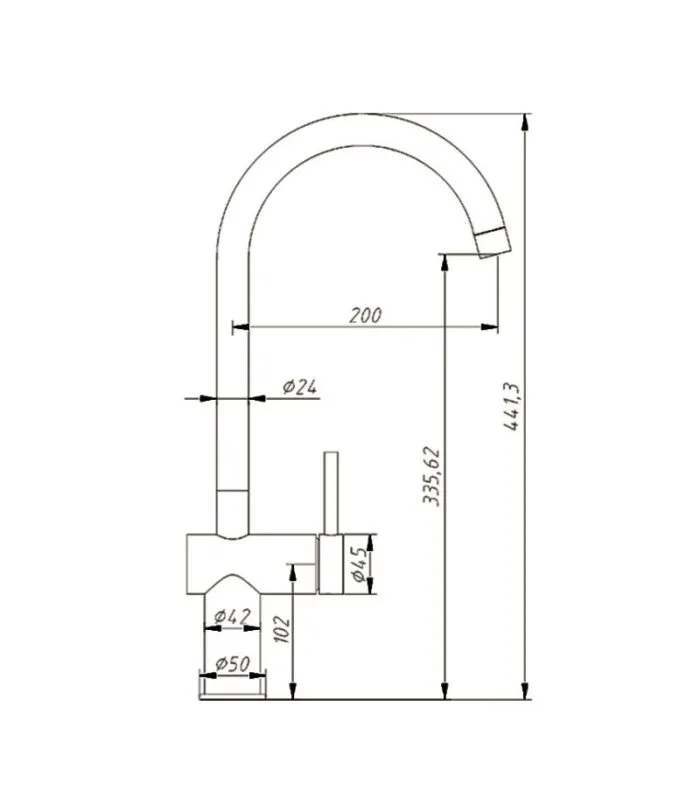 Amoza Auro Gooseneck Sink Mixer - Specification