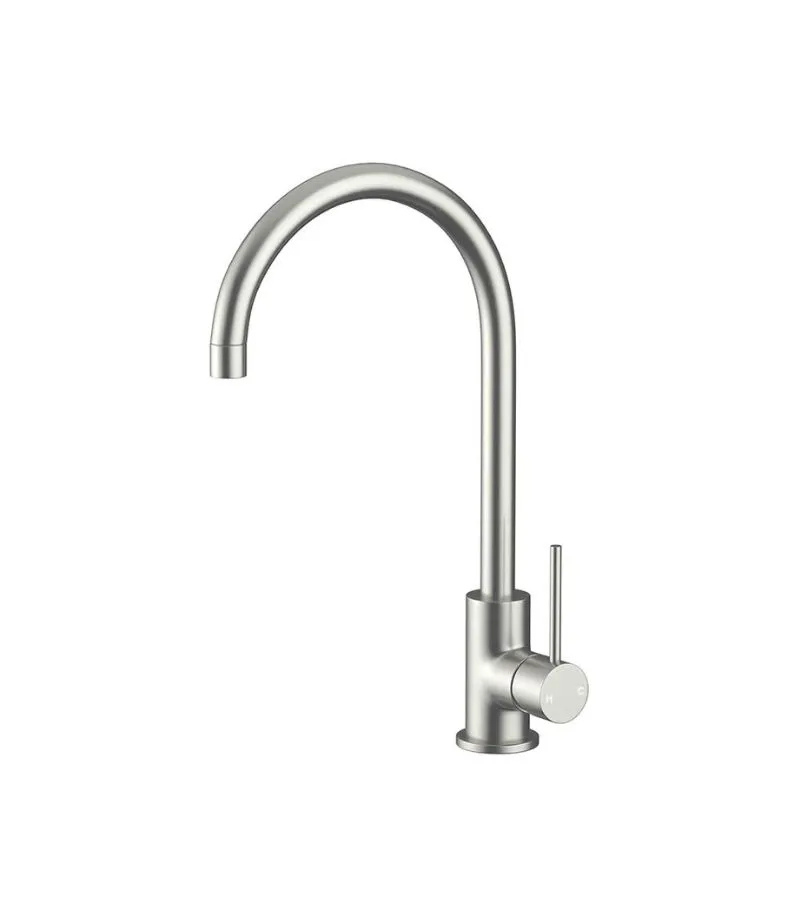 Amoza Progo Gooseneck Sink Mixer - Brushed Nickel/Stainless Steel