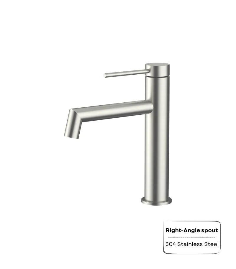 Amoza Right-Angle Spout Short Basin Mixer - Brushed Nickel