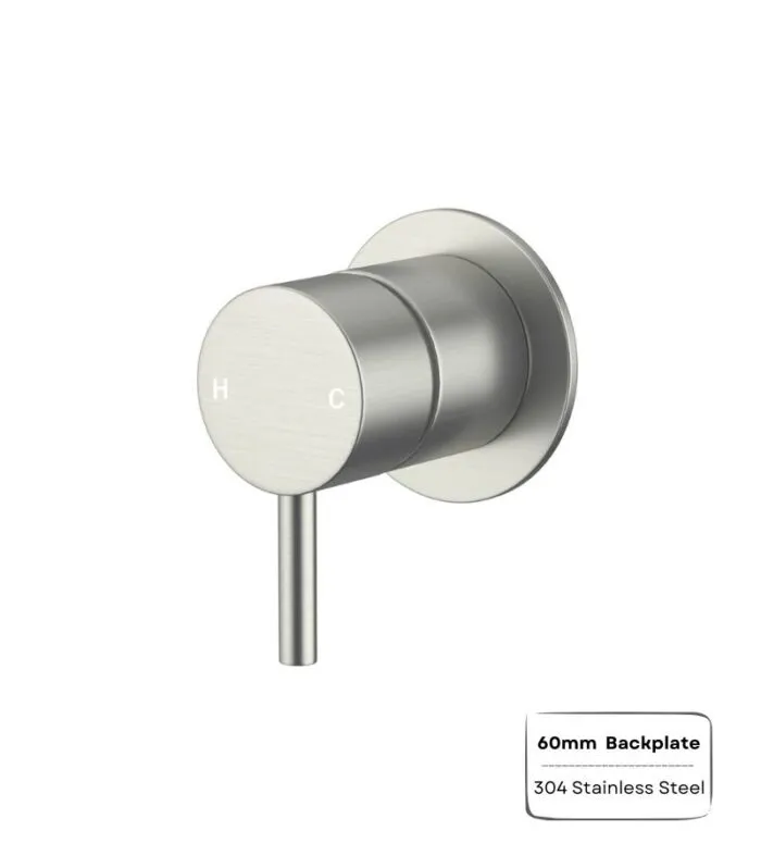 Amoza Wall Mixer with 60mm Round Cover Plate - Brushed Nickel