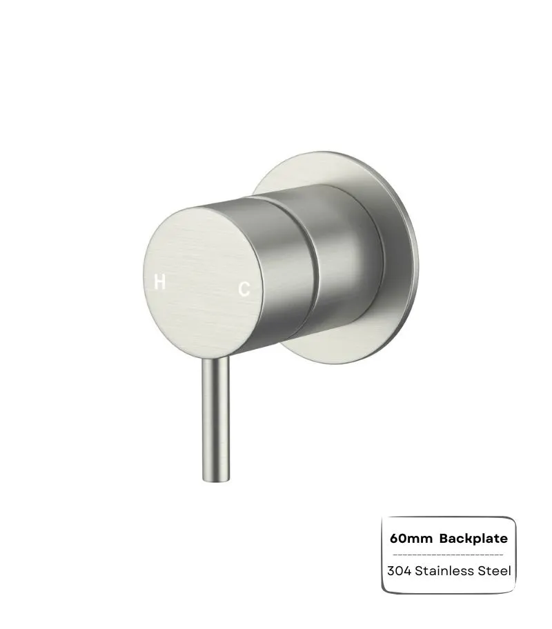 Amoza Wall Mixer with 60mm Round Cover Plate - Brushed Nickel