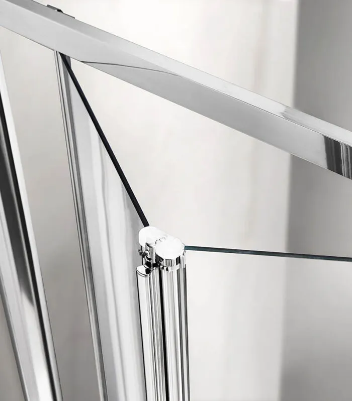 Framed Bi-Fold Swivel Wall to Wall Shower Screen - Chrome Fittings Door Detail