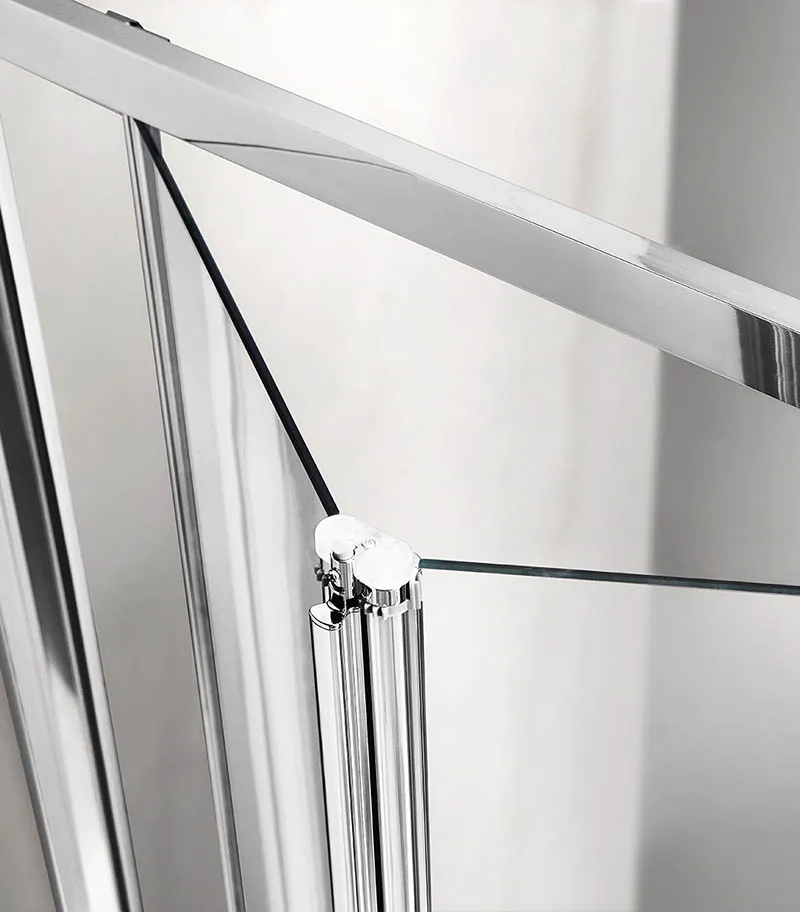 Framed Bi-Fold Swivel Wall to Wall Shower Screen - Chrome Fittings Door Detail
