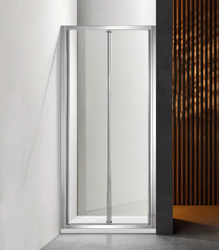 Framed Bi-Fold Swivel Wall to Wall Shower Screen - Chrome Fittings
