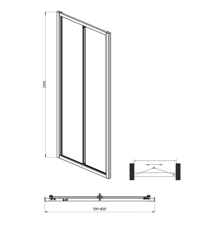 Framed Bi-Fold Swivel Wall to Wall Shower Screen Specification