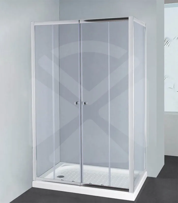 Horizontal Semi-Frameless Double Sliding Doors Shower Screen – Chrome Fittings