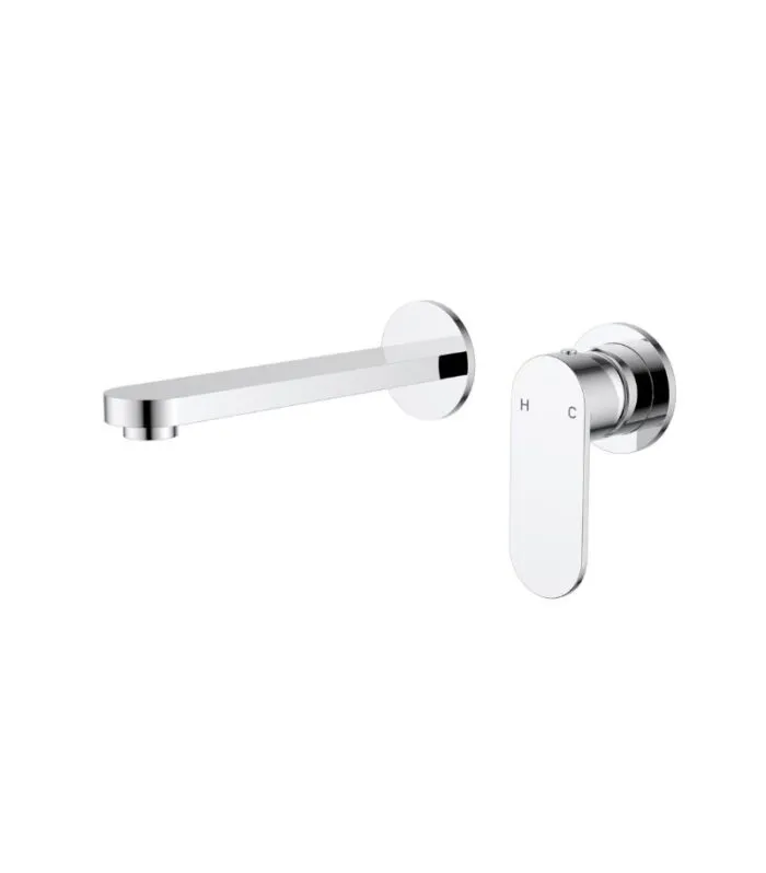 Sora Stainless Steel Wall-Mounted Basin/Bath Mixer on Separate Cover Plate Chrome