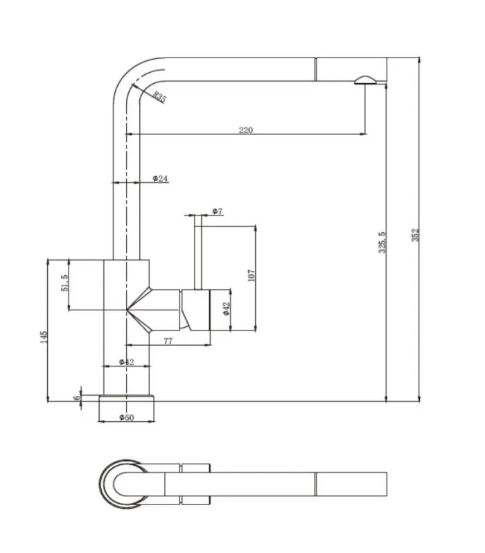 Otus Slimline Pull-Out Sink Mixer with Straight Spout - Specification