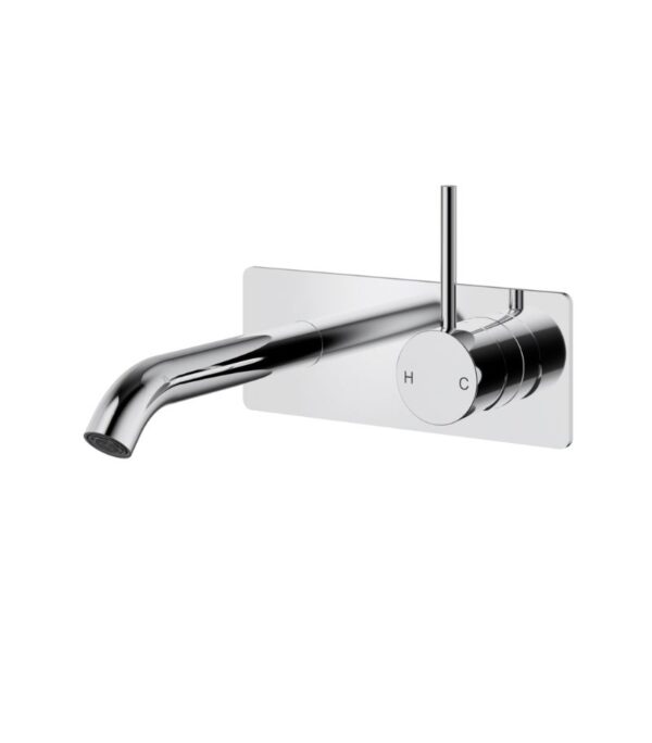 Otus Slimline Basin/Bath Mixer – Curved Spout, Upward Lever, Single Plate | Chrome