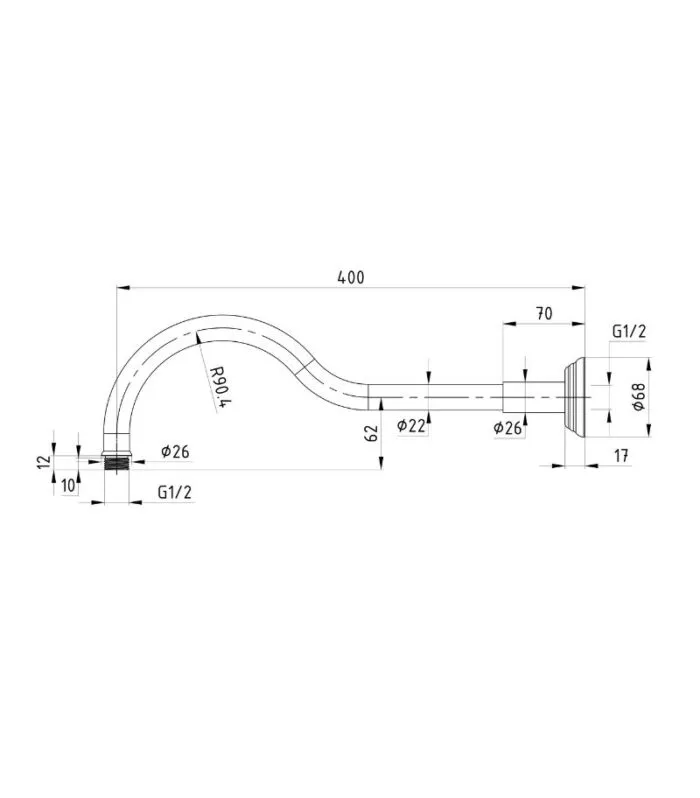 Clasico Horizontal Shower Arm - Specification