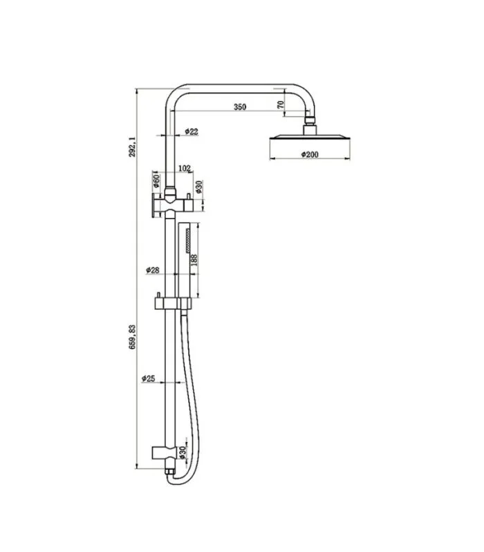 Amoza SST Twin Shower On Rail Specification