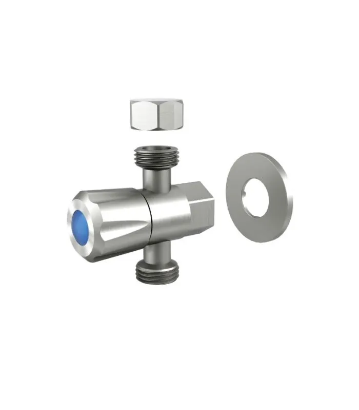 Amoza 1/4 Turn Ceramic Disc 3 Ways (15x15x15mm) Mini Cistern Tap - Brushed Stainless Steel Parts