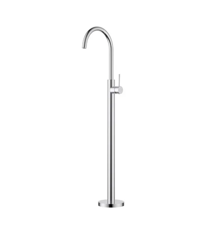 Otus Slimline Freestanding Bath Mixer with Gooseneck Spout - Chrome