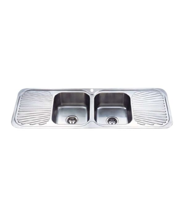 Cora 1380x480x170mm Stainless Steel Double Bowl Sink with Double Drainer