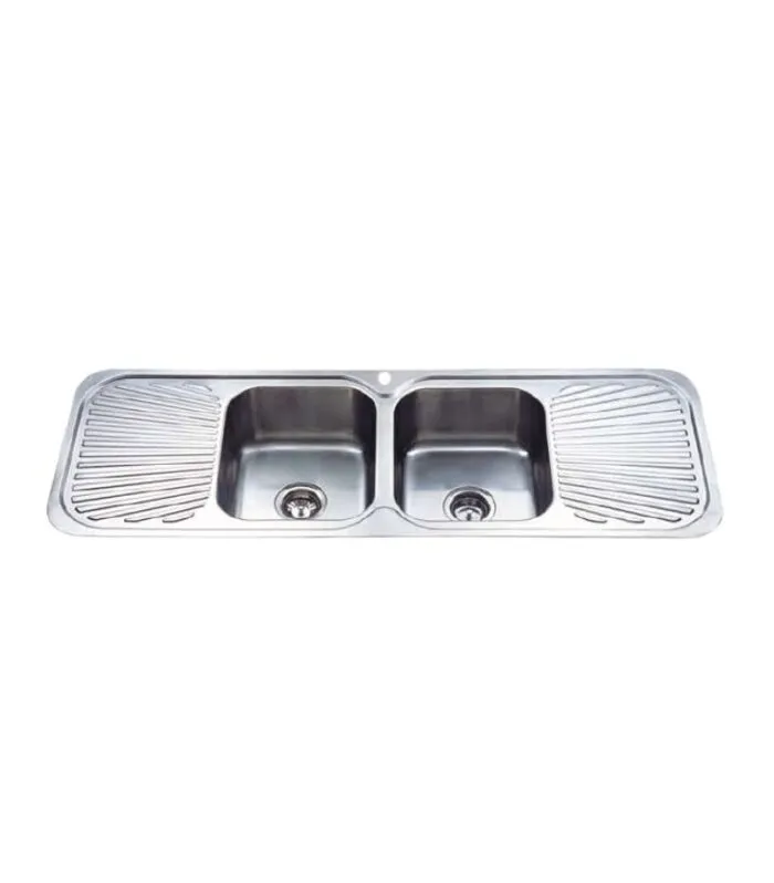 Cora 1380x480x170mm Stainless Steel Double Bowl Sink with Double Drainer