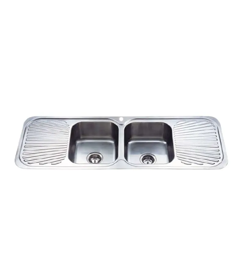 Cora 1380x480x170mm Stainless Steel Double Bowl Sink with Double Drainer