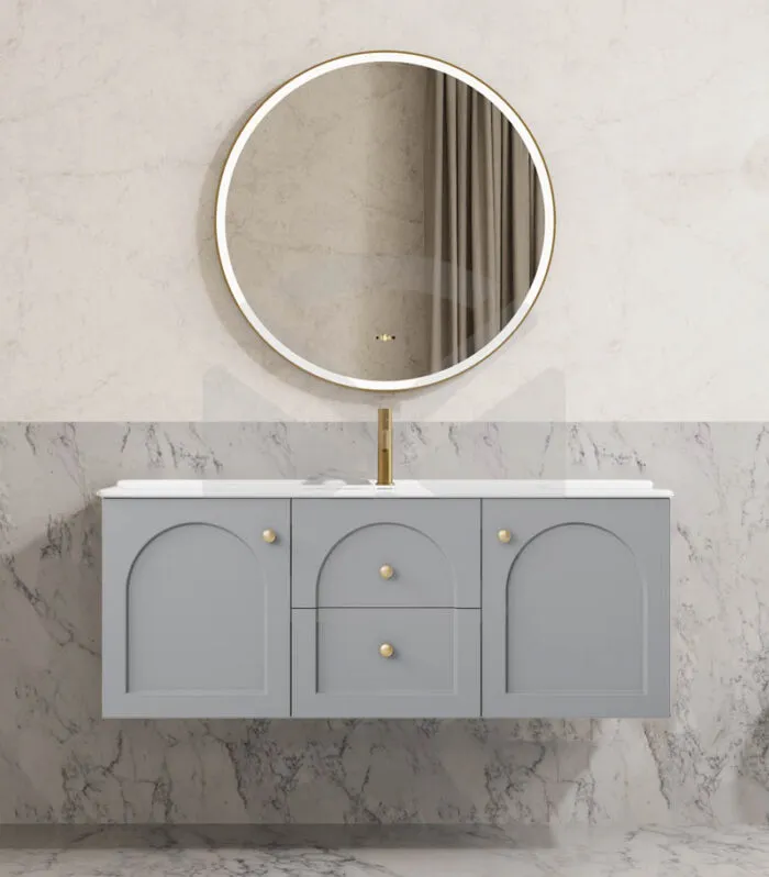 Chester 1200mm Single Bowl Wall Hung Vanity - Matt Grey with Ceramic Top