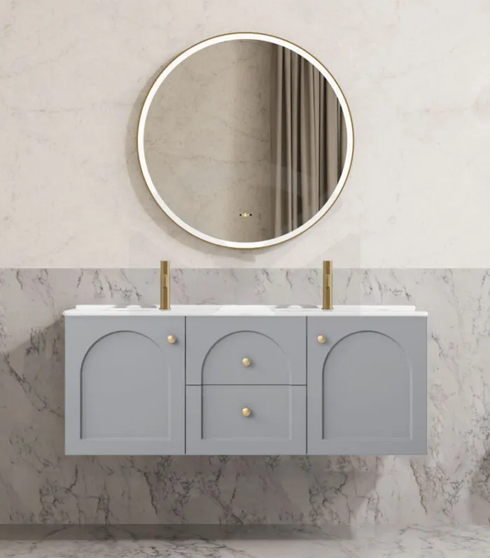 Chester 1200mm Double Bowl Wall Hung Vanity - Matt Grey with Ceramic Top